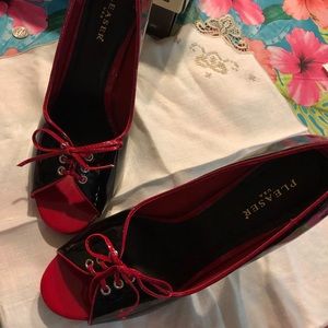 Pleasers Red and Black stilettos. Size 12M
